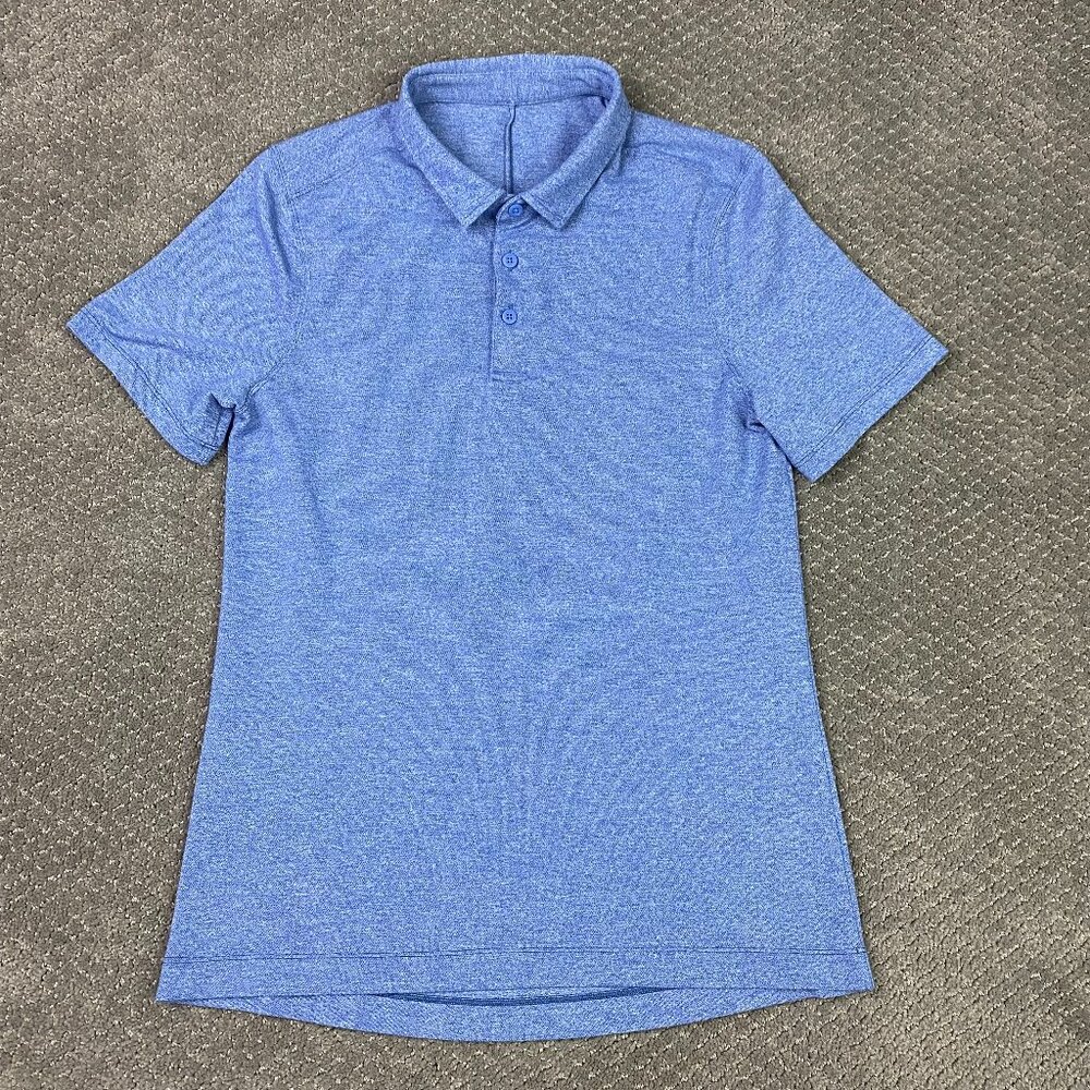 Lululemon Evolution Polo Shirt Men's Small Blue Performance Stretch Golf